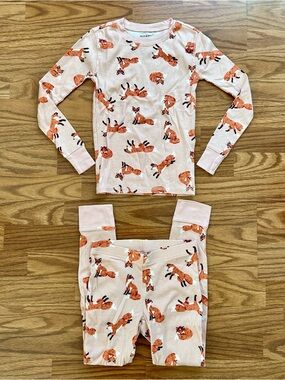 Old Navy Winter Fox 100% Cotton Pajamas Set Girls Size 8 Long Sleeve Pink EUC!